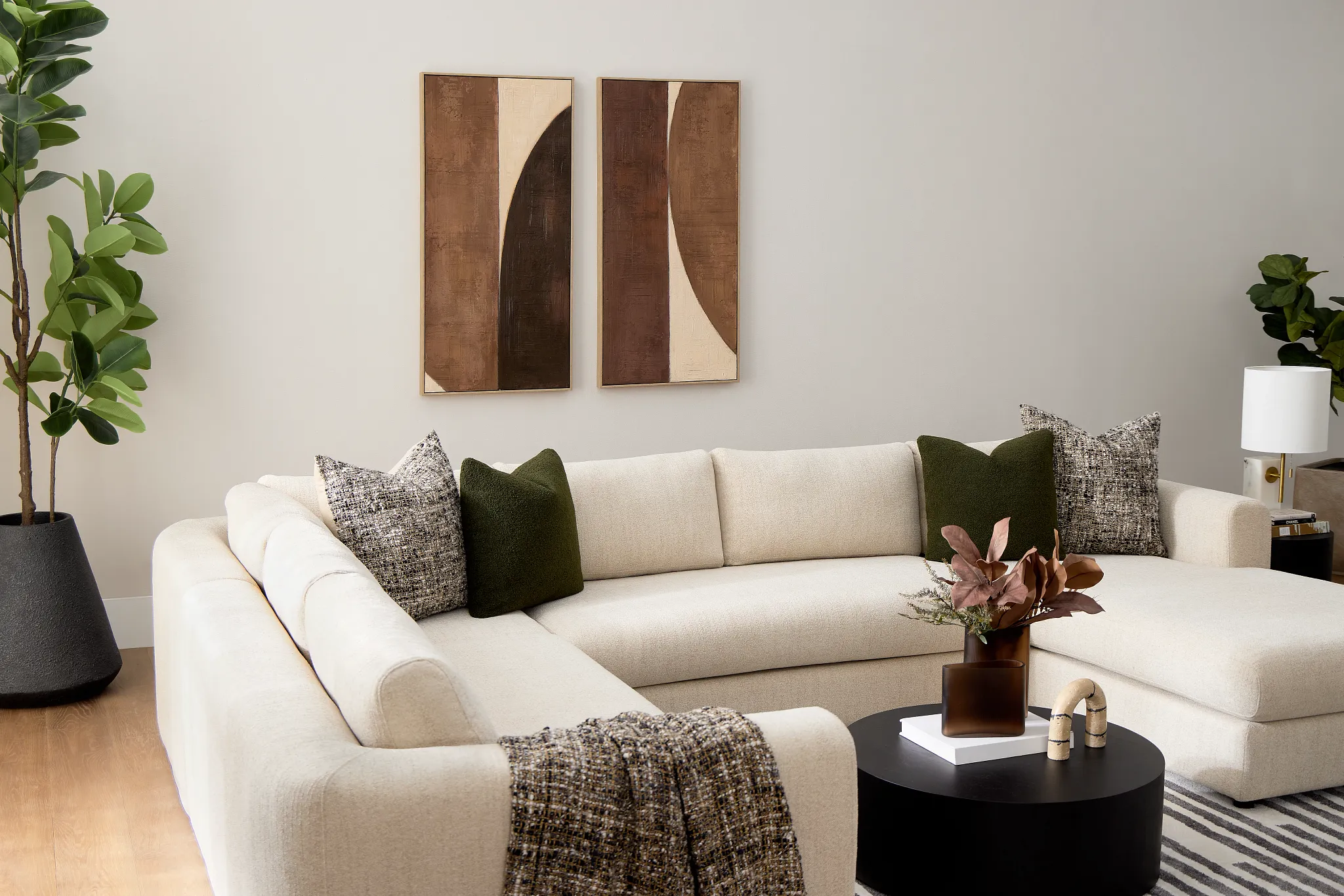 Alma Light Beige Fabric Medium Right Chaise Sectional