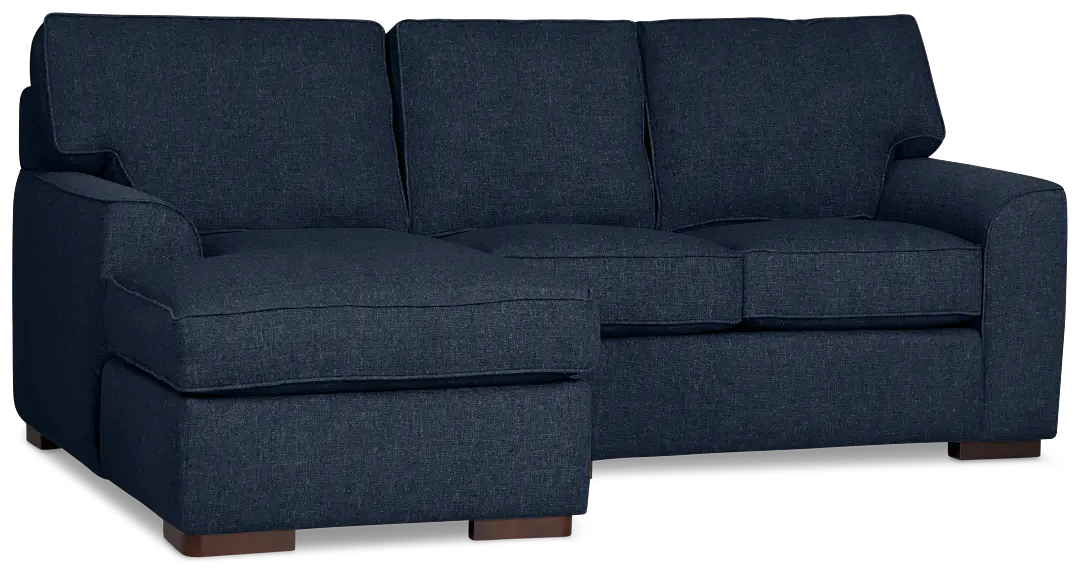 Sinclair Dark Blue Fabric Left Chaise Sectional Sinclair Dark Blue Fabric Left Chaise Sectional