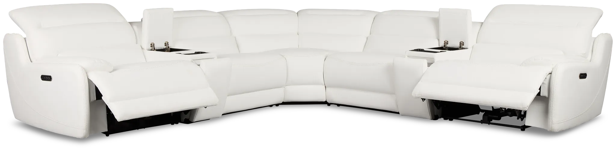 Jett White Micro Large Dual Power Reclining Two-arm Sectional