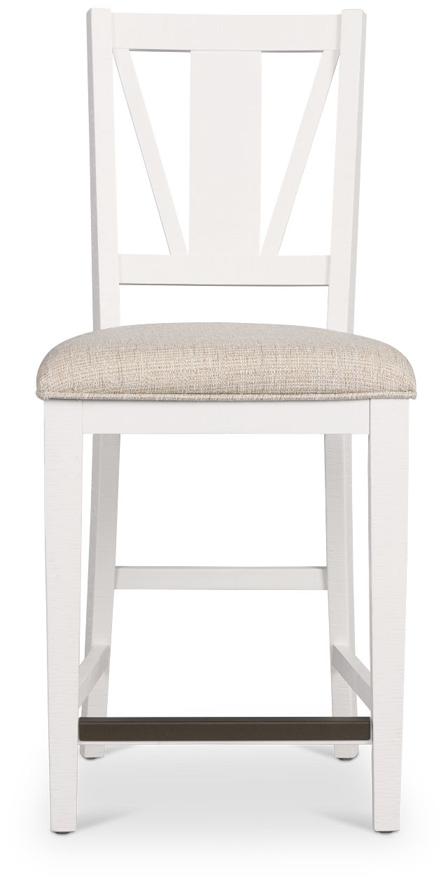 Heron Cove White 24" Upholstered Barstool