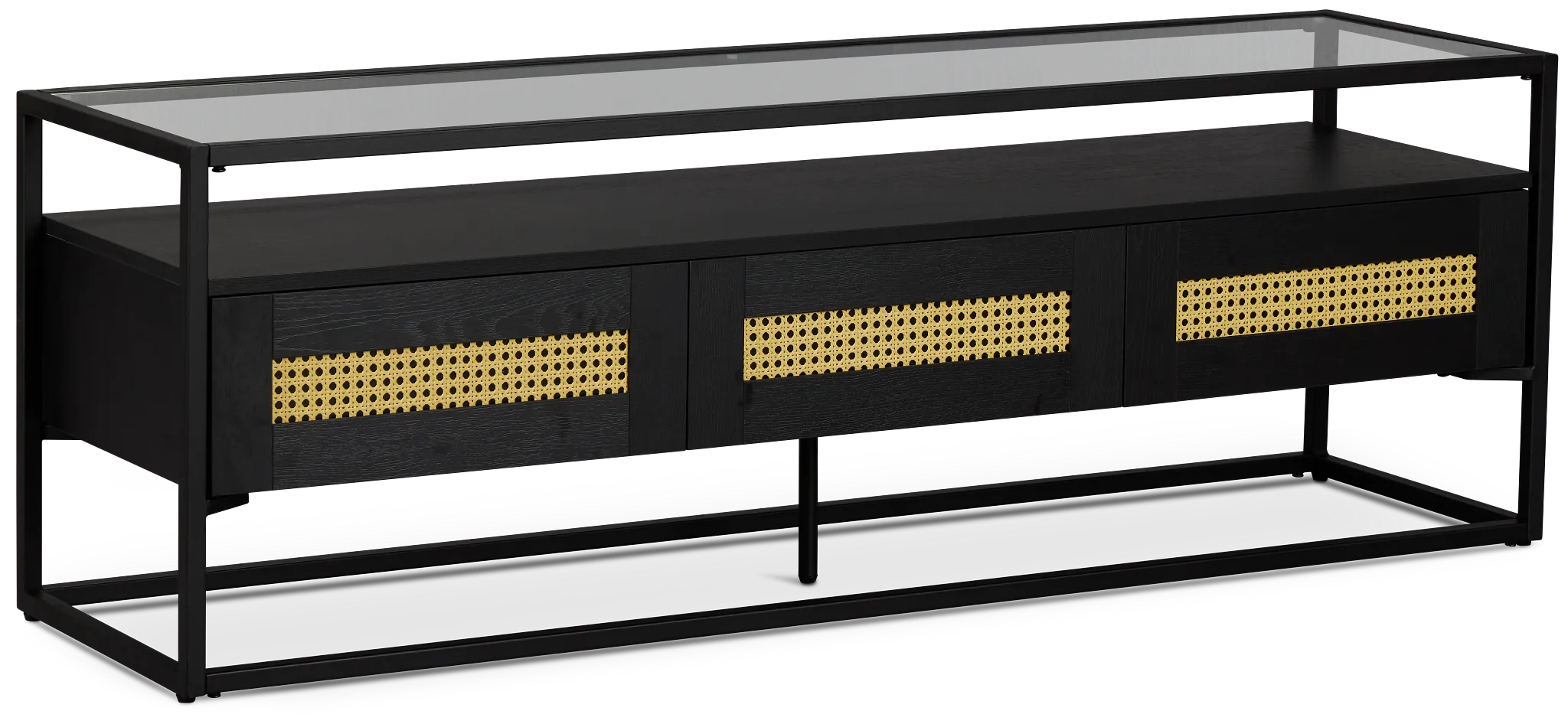 Dax Black Glass Top Storage Tv Stand