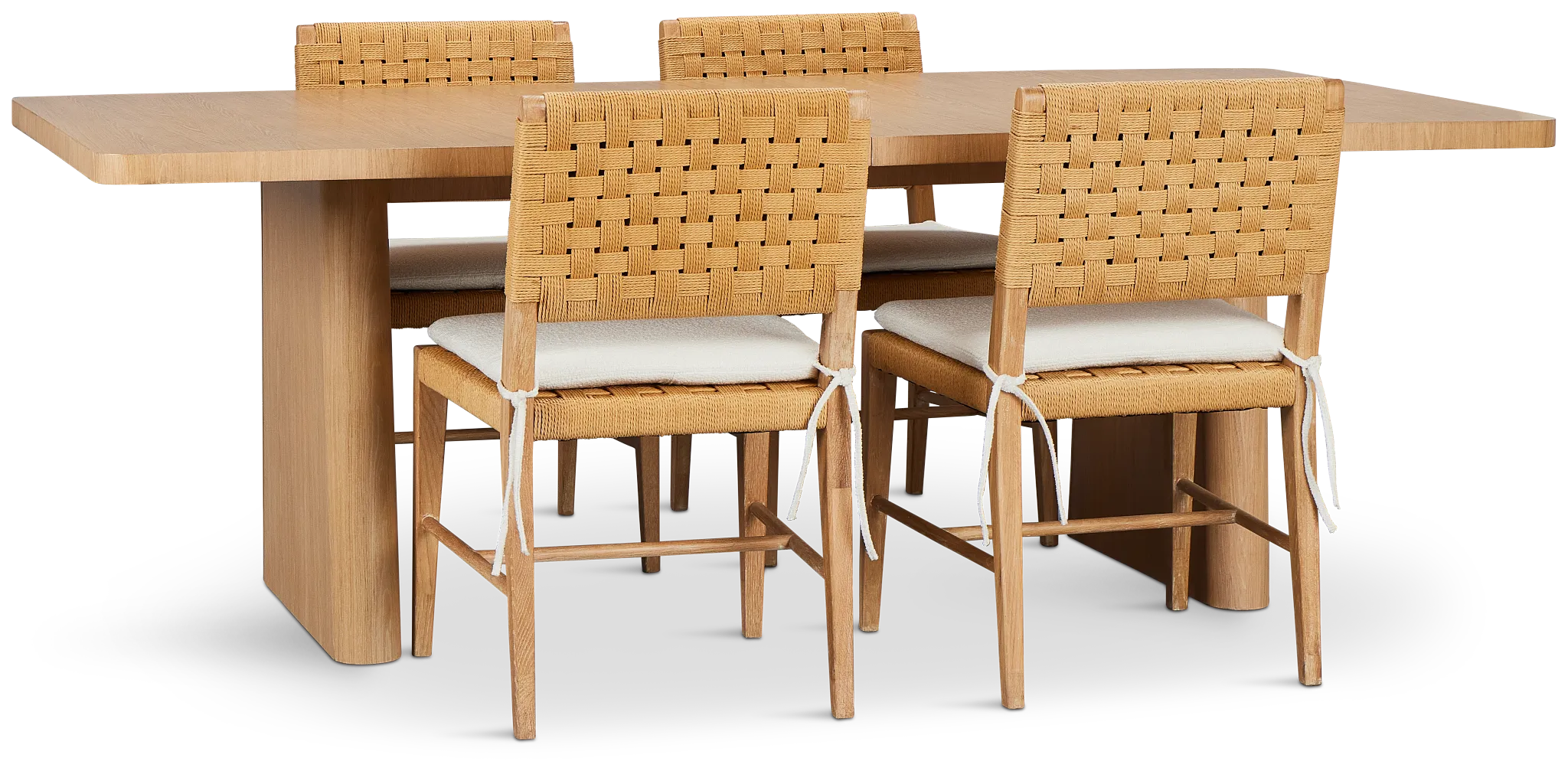 Malibu Light Tone Rect Table & 4 Woven Chairs