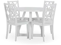 Edgartown White Round Table & 4 White Wood Chairs