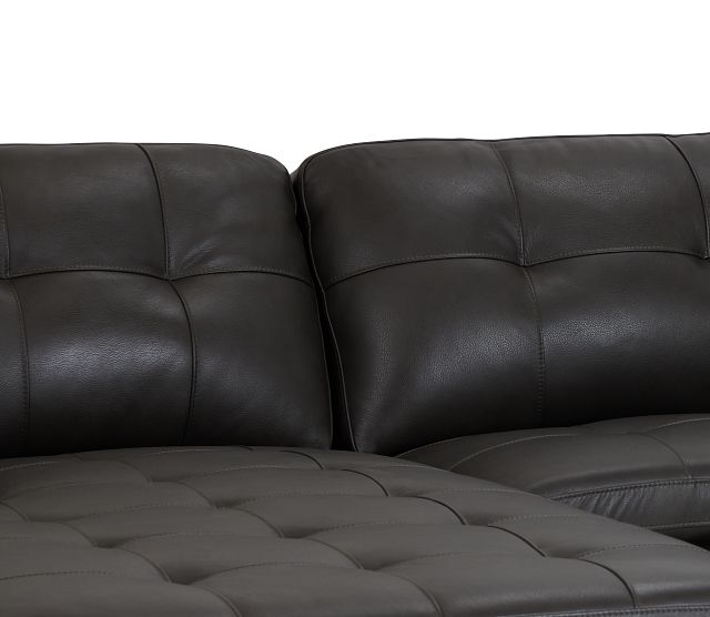Braden Dark Gray Leather Left Chaise Sectional