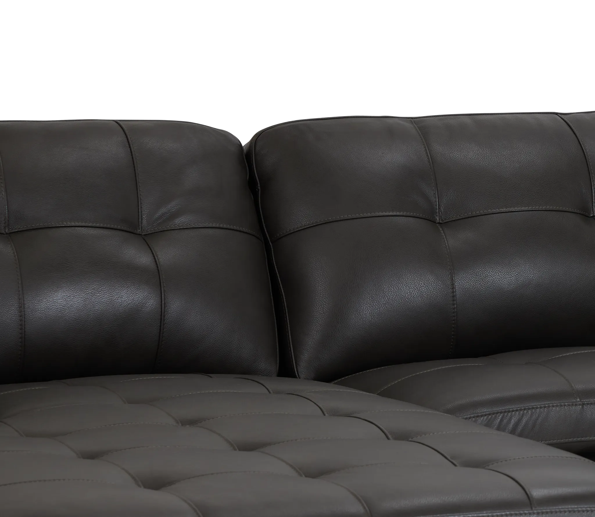 Braden Dark Gray Leather Left Chaise Sectional