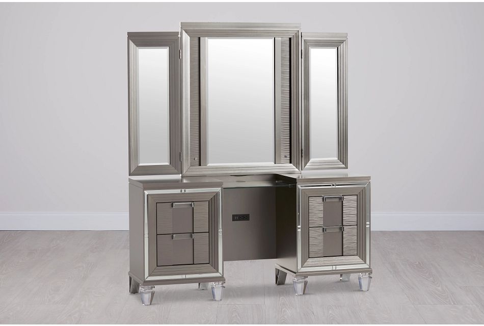 Vegas Gray Vanity & Mirror