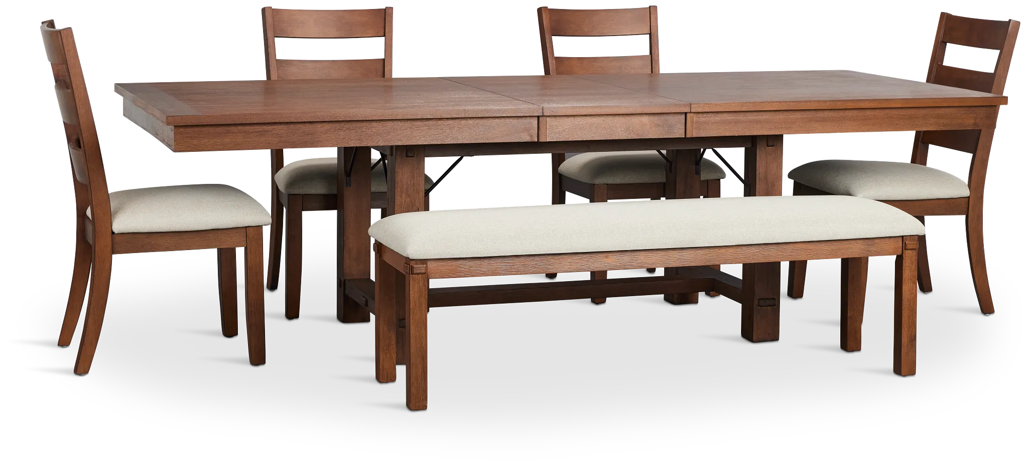 Park City Dark Tone Rect Table With 4 Wood Side Chairs & Bench