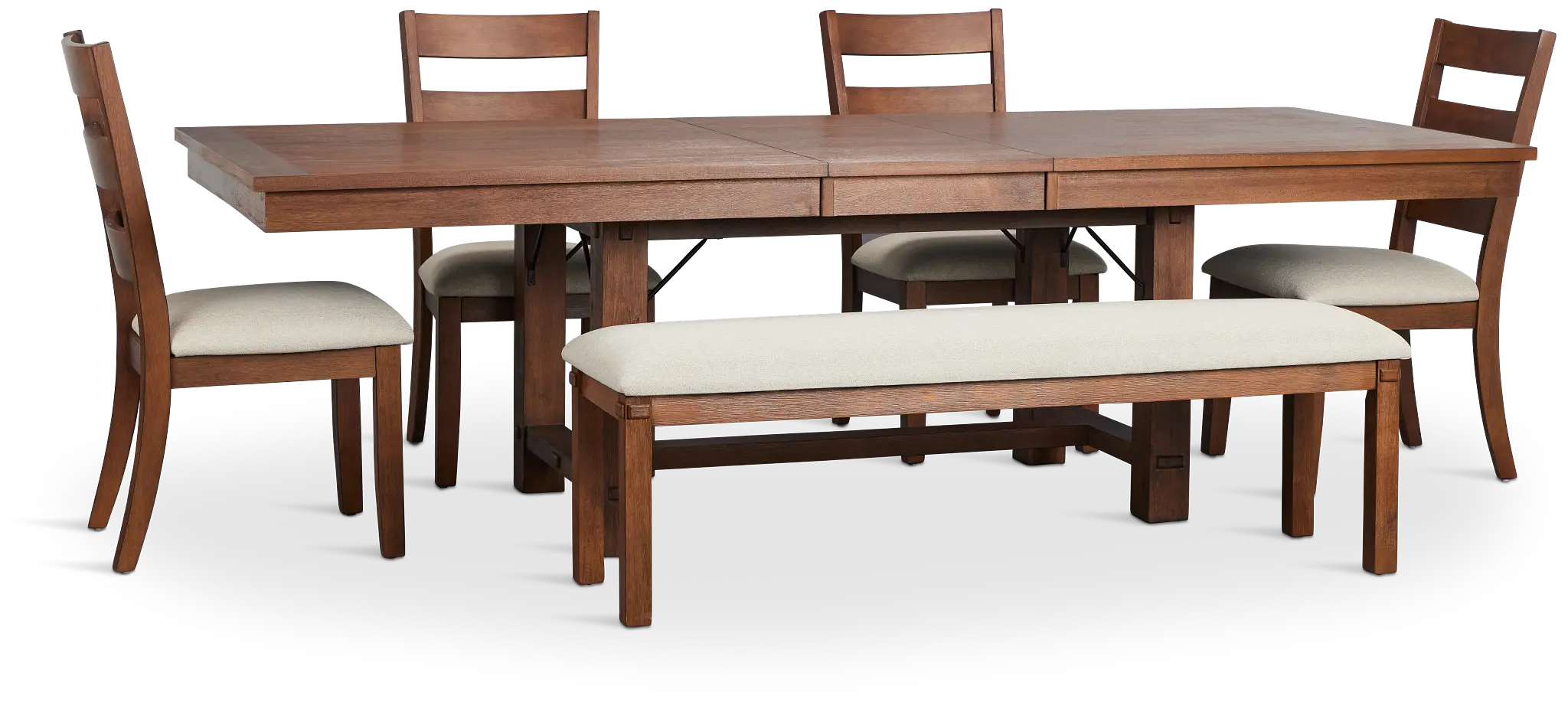 Park City Dark Tone Rect Table With 4 Wood Side Chairs & Bench Park City Dark Tone Rect Table With 4 Wood Side Chairs & Bench