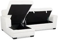 Everly White Fabric Left Chaise Storage Sectional