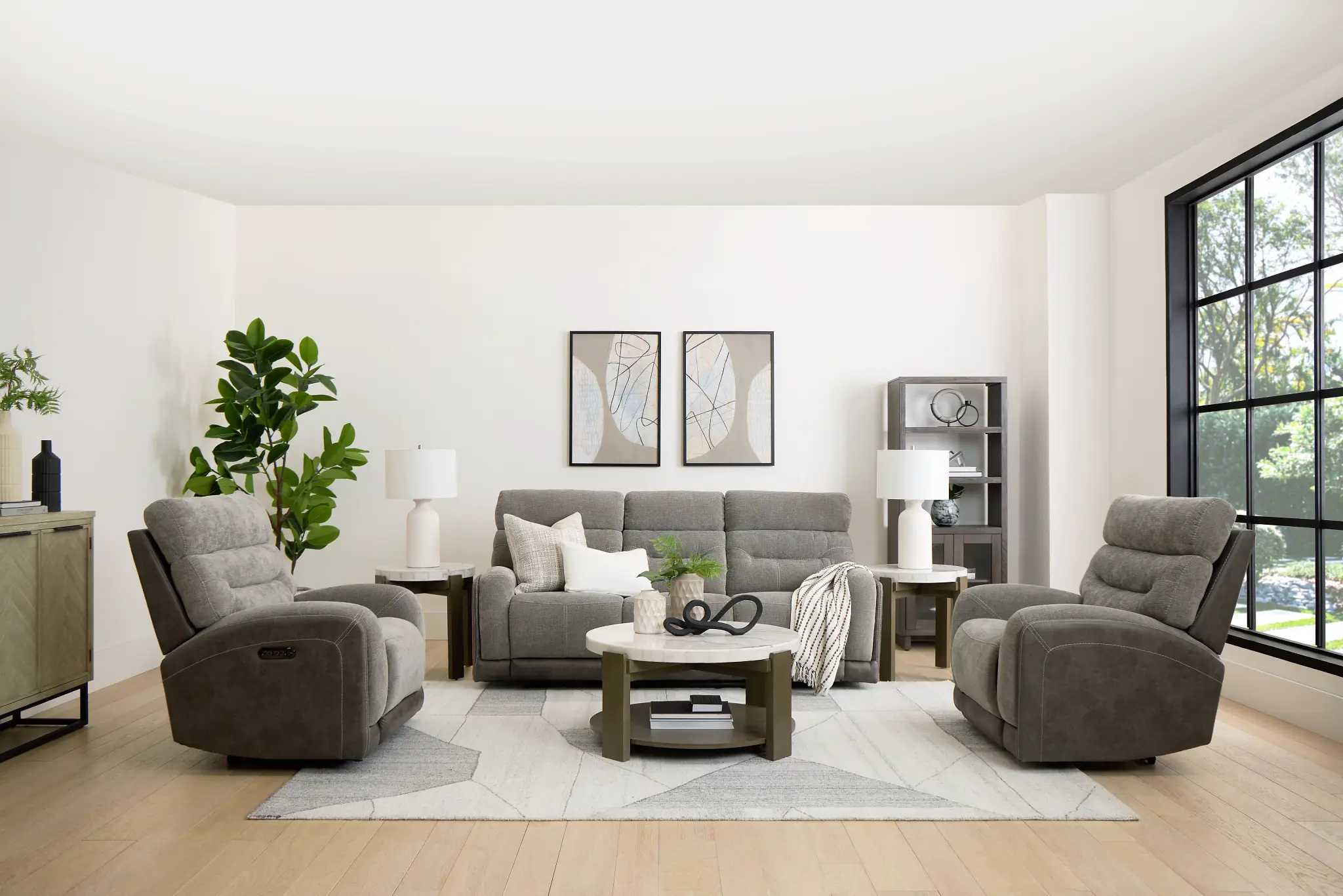 Travis Gray Fabric Power Reclining Sofa Travis Gray Fabric Power Reclining Sofa