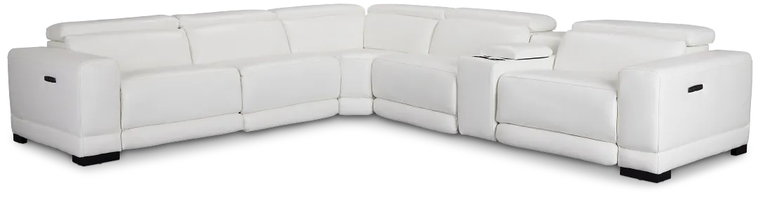 Lombardy White Micro Medium Dual Power 2-arm Reclining Sectional