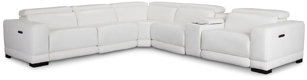 Lombardy White Micro Medium Dual Power 2-arm Reclining Sectional Lombardy White Micro Medium Dual Power 2-arm Reclining Sectional