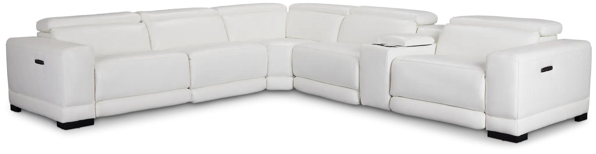 Lombardy White Micro Medium Dual Power 2-arm Reclining Sectional