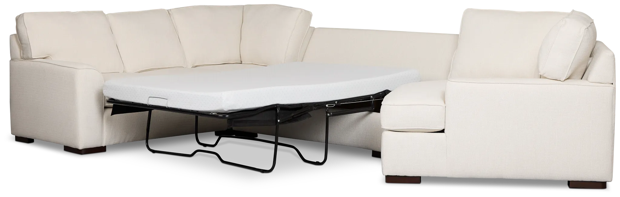 Sinclair Light Beige Fabric Right Cuddler Memory Foam Sleeper Sectional