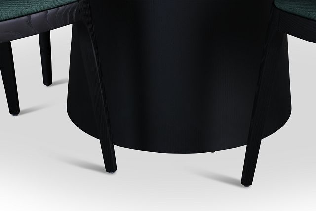 Nomad Black 59" Round Table & 4 Dark Green Chairs W/ Black Legs