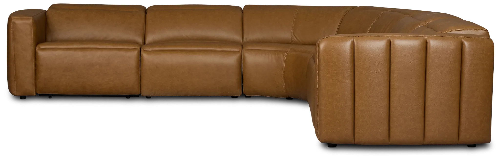Jace Medium Brown Lthr/vinyl Small Dual Power Reclining Two-arm Sectional