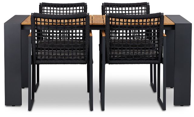 Sunrise Teak 65" Rectangular Table & 4 Teak Arm Chairs