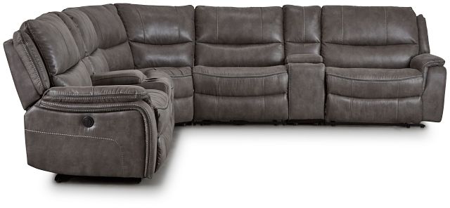Dober Dark Gray Micro Large Triple Power Reclining Two-arm Sectional