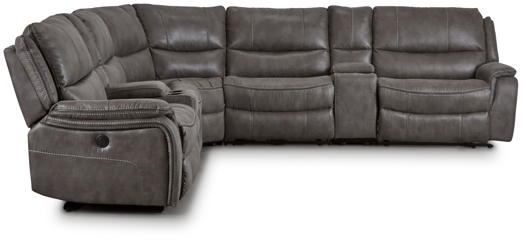 Dober Dark Gray Micro Large Triple Power Reclining Two-arm Sectional