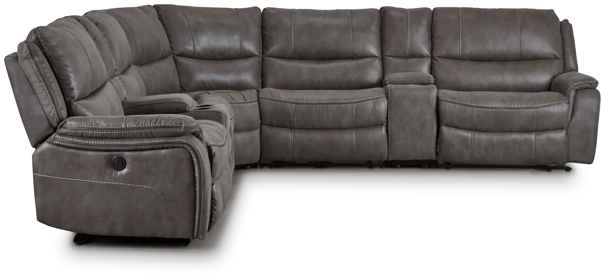 Dober Dark Gray Micro Large Triple Power Reclining Two-arm Sectional Dober Dark Gray Micro Large Triple Power Reclining Two-arm Sectional