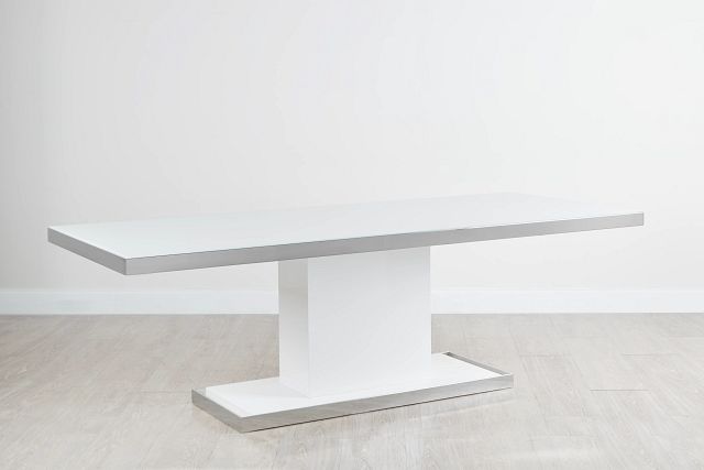 Miami White 94 Rectangular Table, Rectangular Pedestal Table White