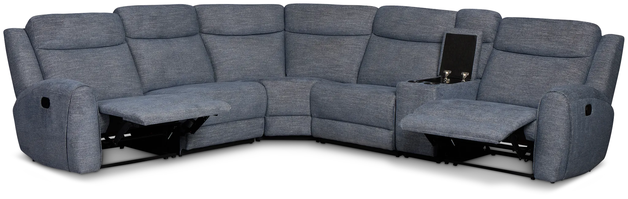 Walker Blue Fabric Medium Dual Manual 2-arm Sectional
