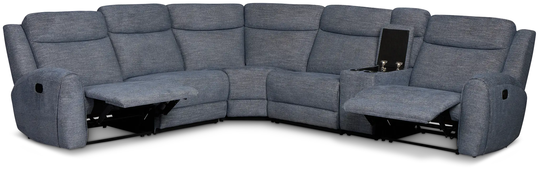 Walker Blue Fabric Medium Dual Manual 2-arm Sectional Walker Blue Fabric Medium Dual Manual 2-arm Sectional