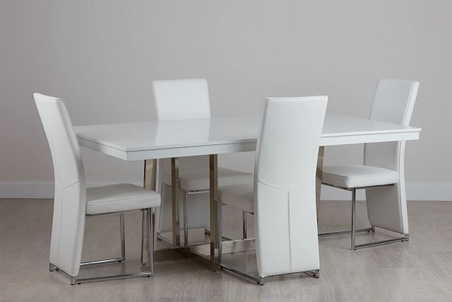 Cortina White Table & 4 Chairs (3)
