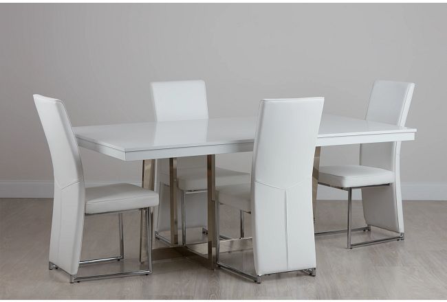 Cortina White Table & 4 Chairs