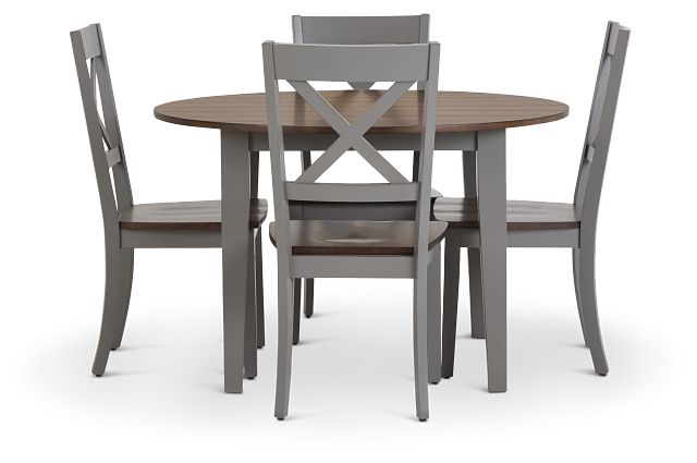Sumter Gray Round Table & 4 Chairs (3)