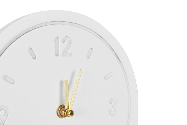 Slope White Wood Table Clock