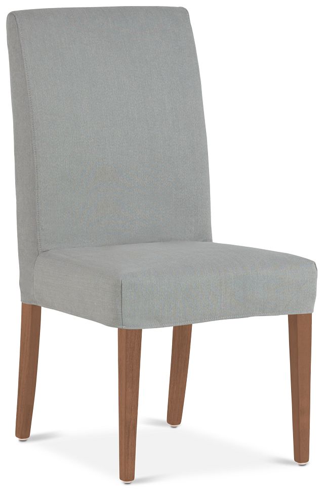 Destination Light Gray Short Slipcover Chair With Light Tone Leg