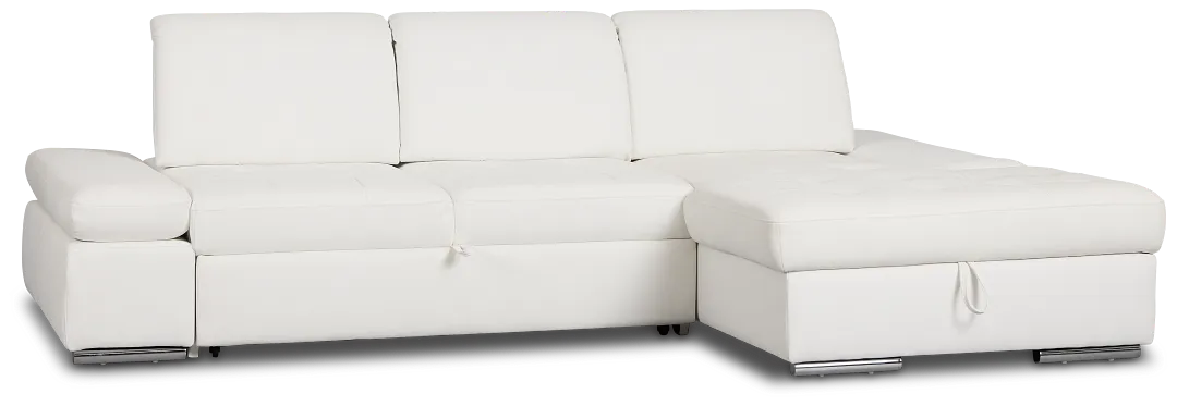 Eden White Micro Right Chaise Sleeper Sectional