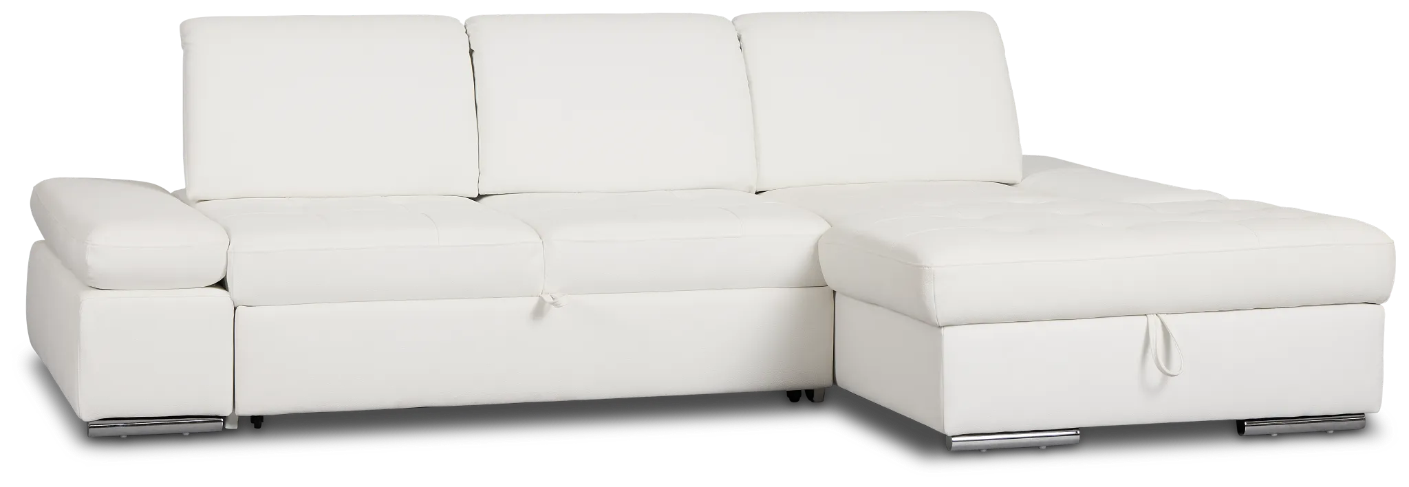 Eden White Micro Right Chaise Sleeper Sectional