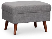 Raya Light Gray Fabric Storage Ottoman