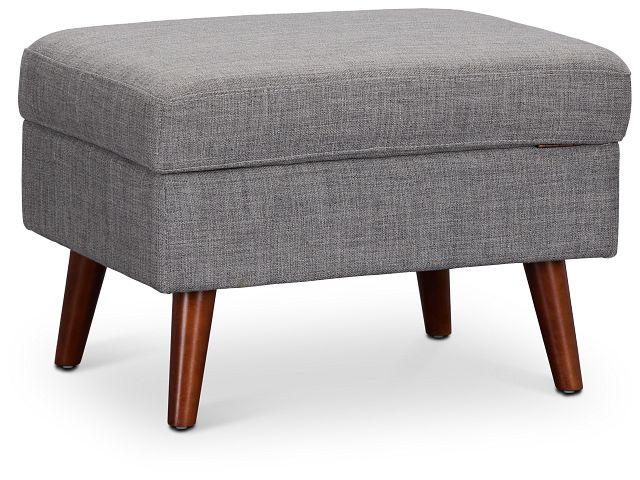 Raya Light Gray Fabric Storage Ottoman