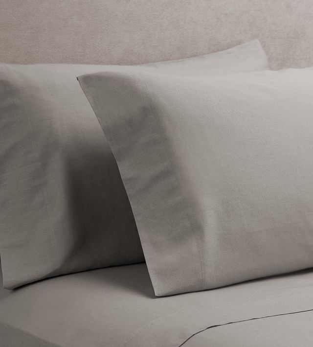 Linen Blend Gray Set Of 2 Pillowcases (0)