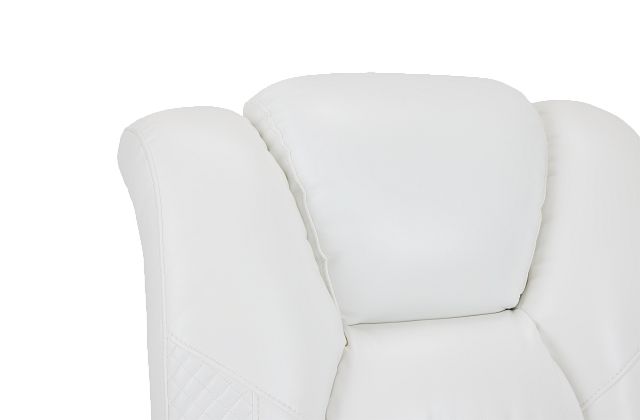 Troy White Micro Power Recliner With Power Lumbar