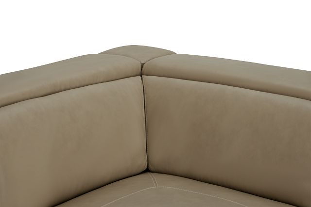 Ainsley Beige Leather Large Dual Power Reclining Two-arm Sectional