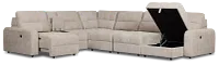 Hendrix Light Taupe Fabric Large Triple Power Right Extension Chaise Sectional