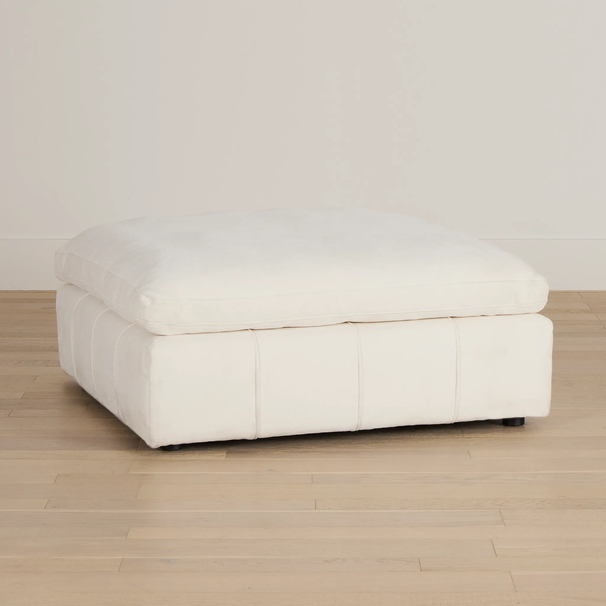 Cruz White Fabric Ottoman