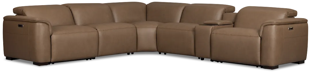 Flexsteel Brodie Dark Brown Lthr/vinyl Medium Dual Power 2-arm Reclining Sectional