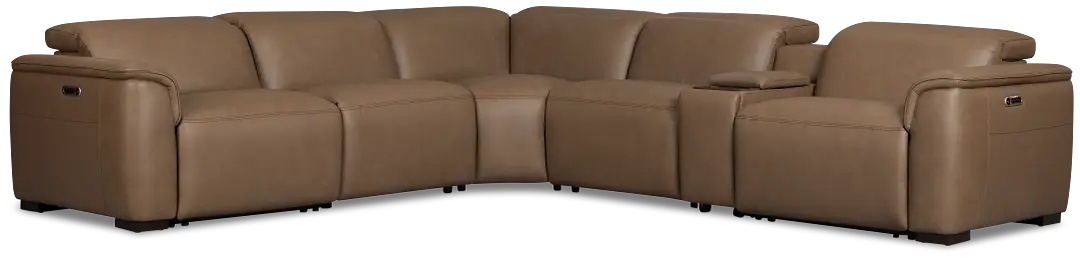 Flexsteel Brodie Dark Brown Lthr/vinyl Medium Dual Power 2-arm Reclining Sectional Flexsteel Brodie Dark Brown Lthr/vinyl Medium Dual Power 2-arm Reclining Sectional