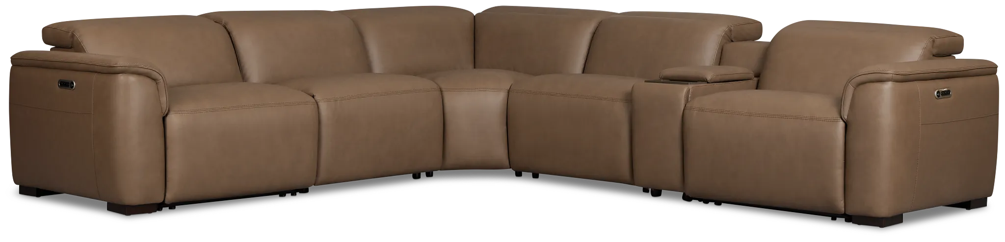 Flexsteel Brodie Dark Brown Lthr/vinyl Medium Dual Power 2-arm Reclining Sectional