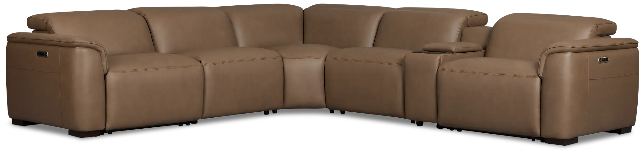 Flexsteel Brodie Dark Brown Lthr/vinyl Medium Dual Power 2-arm Reclining Sectional Flexsteel Brodie Dark Brown Lthr/vinyl Medium Dual Power 2-arm Reclining Sectional