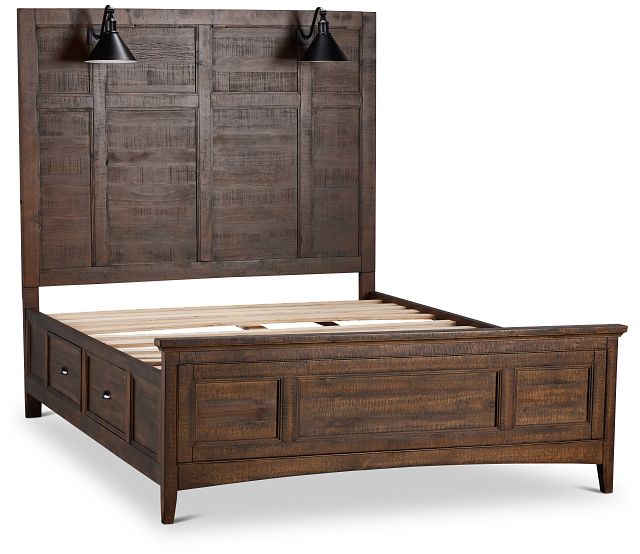 Heron Cove Mid Tone Storage Panel Bed With Lights
