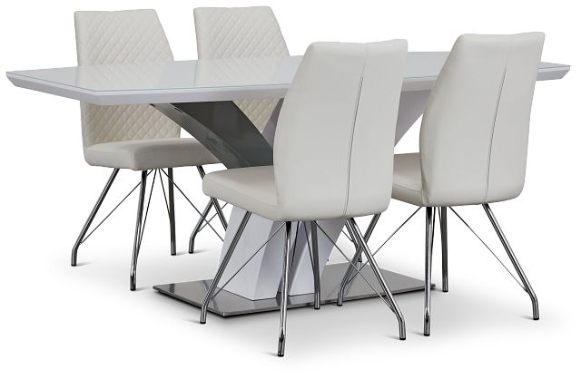 Lima White Table & 4 Upholstered Chairs (0)