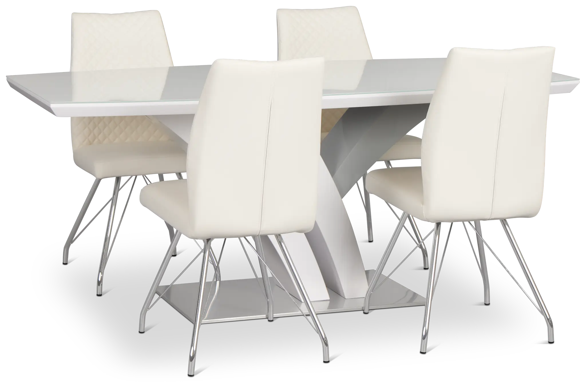 Lima White Table & 4 Upholstered Chairs Lima White Table & 4 Upholstered Chairs