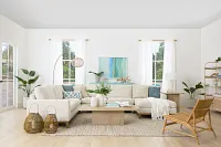 Maisie Light Beige Fabric Medium Right Chaise Sectional