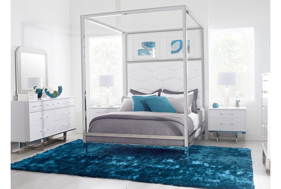 Cortina White Canopy Bed